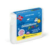 Natural Pharmaceuticals OmegaMarine Junior+™ Opakowanie suplementu diety OmegaMarine Junior+™.
