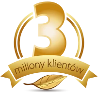 Natural Pharmaceuticals OmegaMarine Junior+™ Złoty laur z napisem 3 miliony klientów, symbolizujący sukces i zaufanie marki.